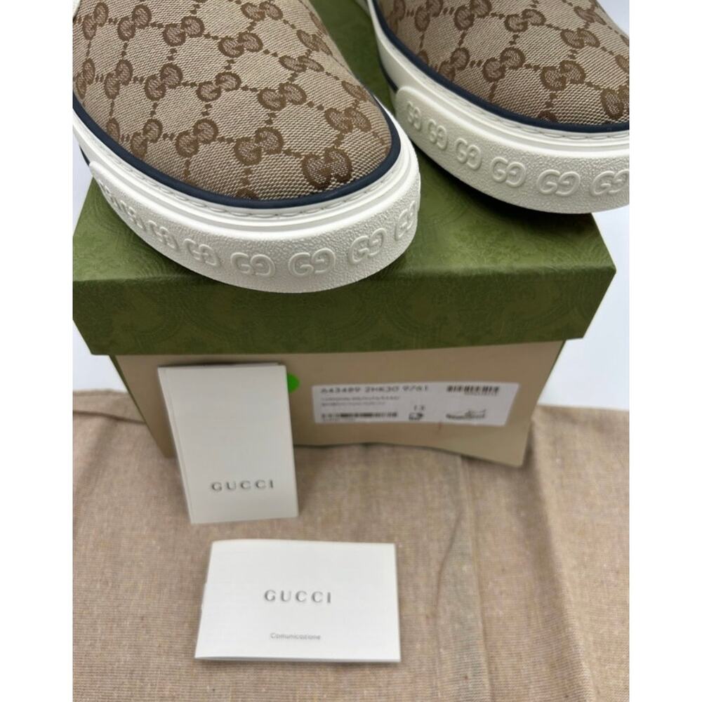 Men's Gucci tennis 1977 slip on sneakers GG canvas size 13 made in Italy - Picture 6 of 12